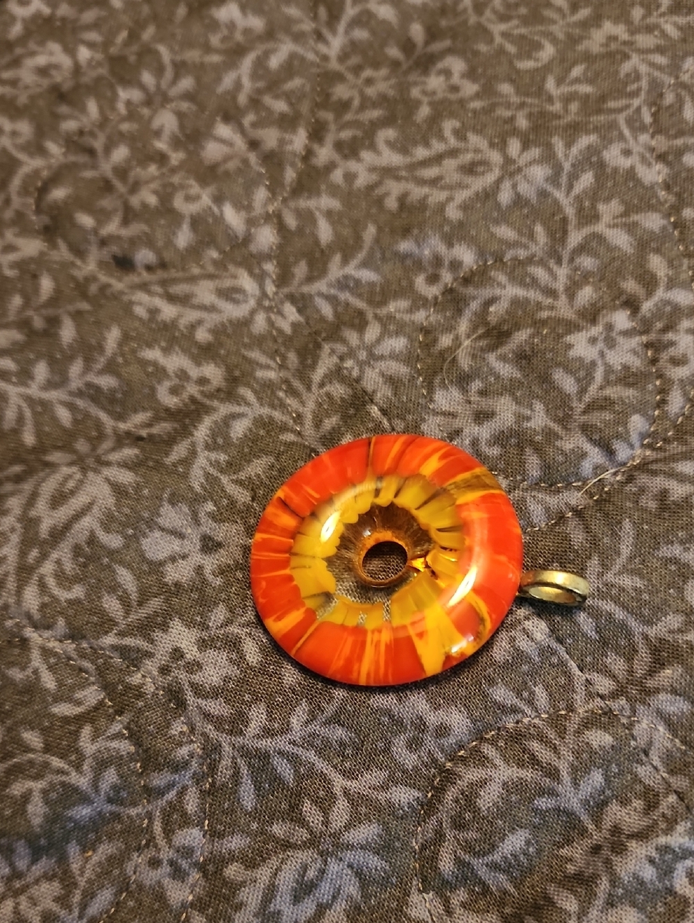 Handmade Blown Glass Red/Yellow/Orange Pendant- ONE OF A KIND